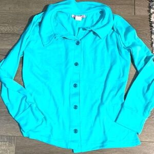 Stylish Turquoise Button-Up Women's Jacket